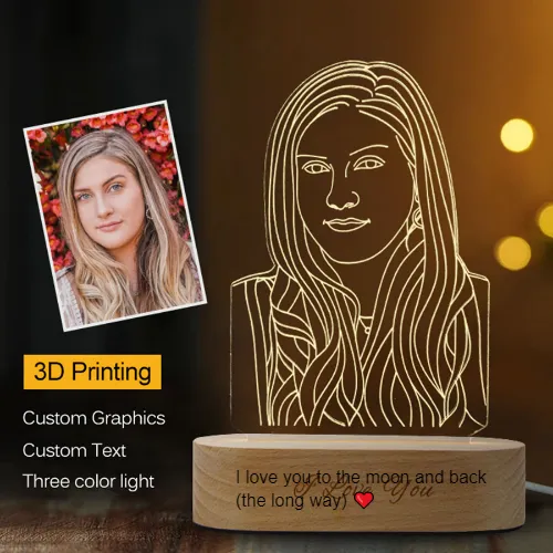 Creative Birthday Gift To Map Custom 3D Head Engraving Stereo Photo Light