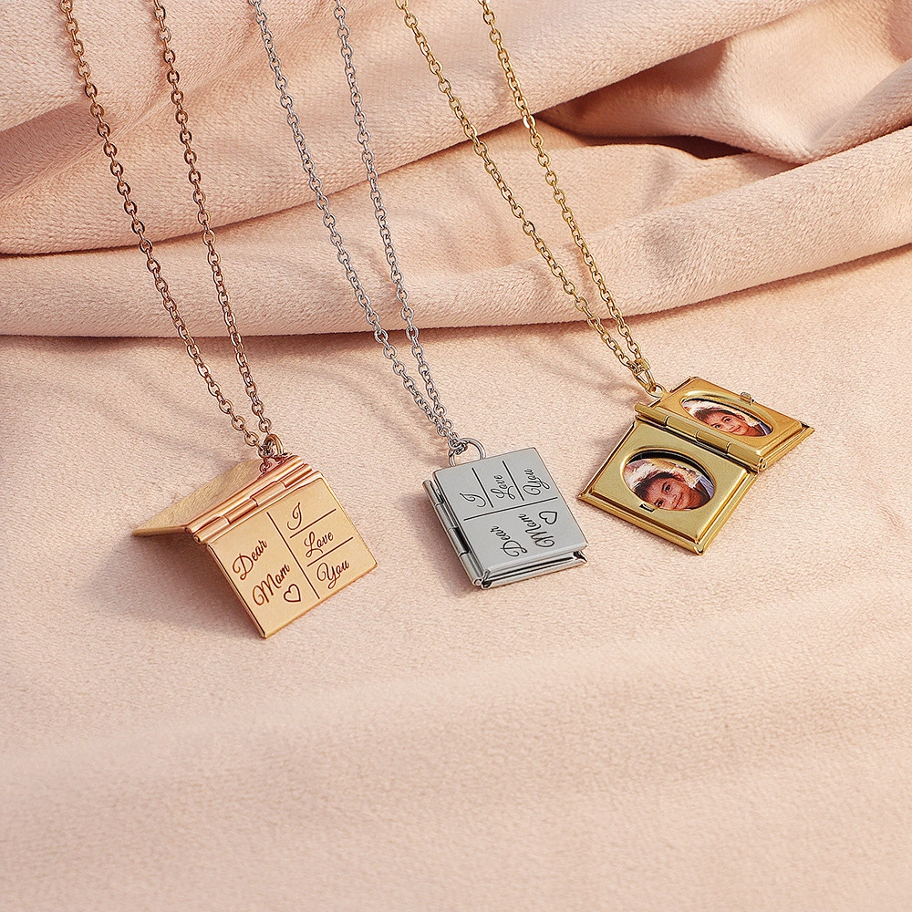 Necklace Color Printing Pendant Couple Book Photo Box Pendant