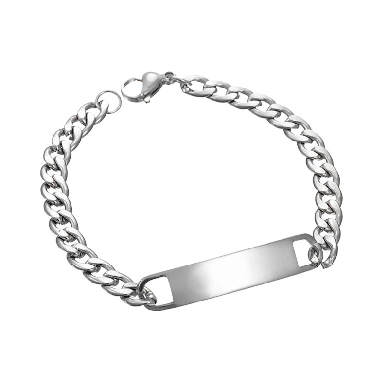 Stainless Steel Smooth Curved Brand Bracelet