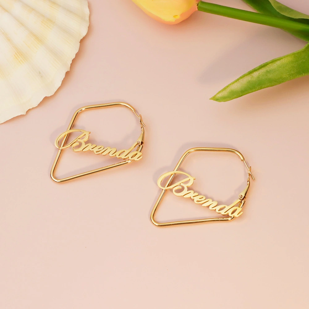 New Product Irregular Square English Name Brenda Earrings Female