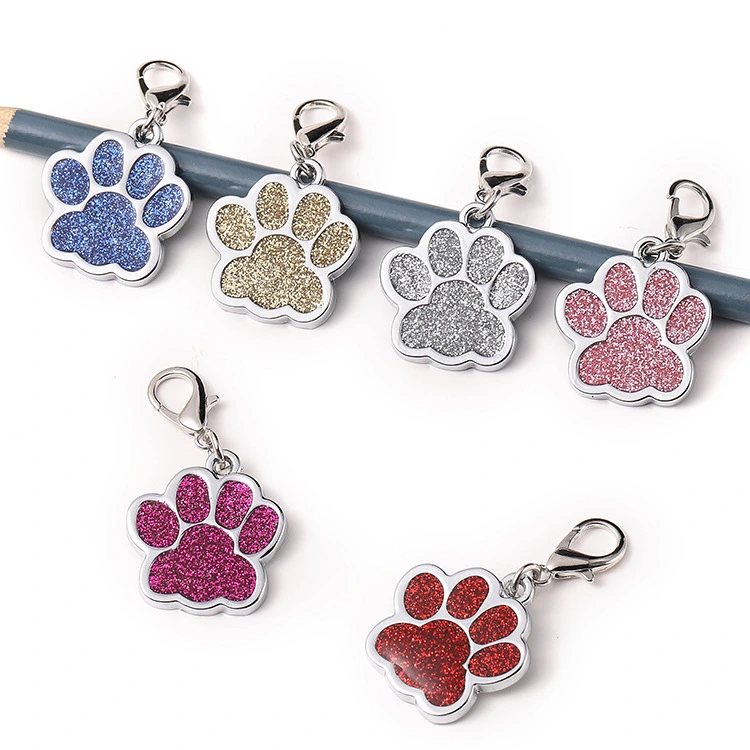 ZInc Alloy Custom Glitter Foot Paw Dog Tag