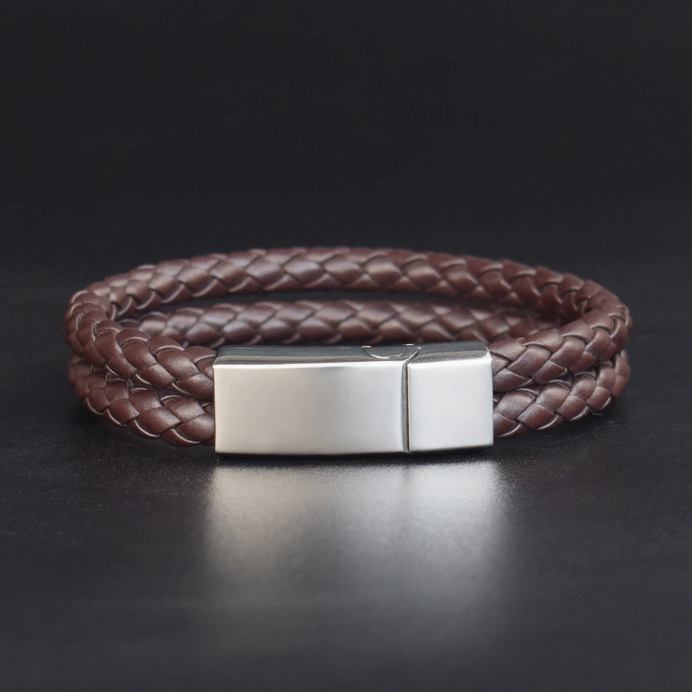 Fashion Personalized Men Woven Leather Bracelet