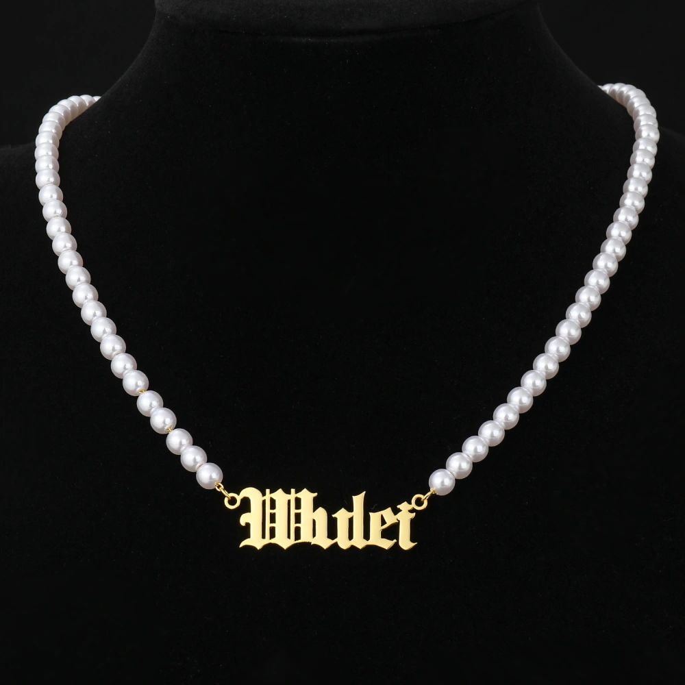 Stainless Steel Custom Name Pearl Necklace Ins Style