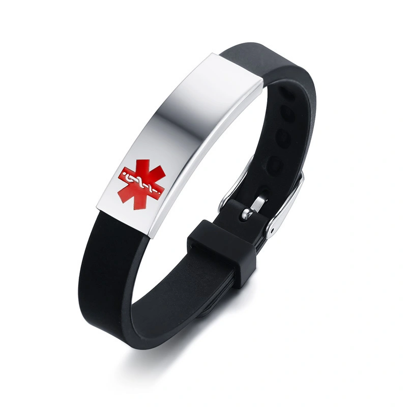 Silica Gel And Titanium Steel Curved Medical Bracelet