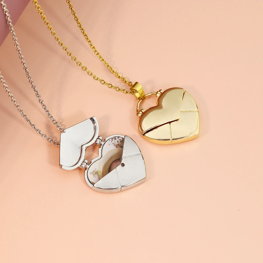 Creative DIY Heart Pendant Love Photo Box Necklace