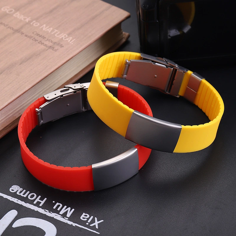 Popular Personality Letterable Stainless Steel Silicone Bracelet