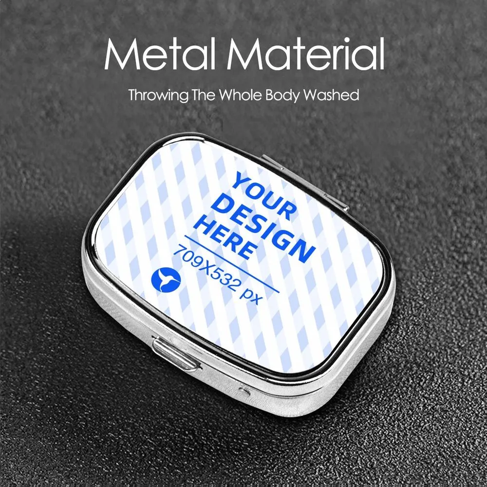 Square Mini Portable Eco-friendly Metal Pill Box