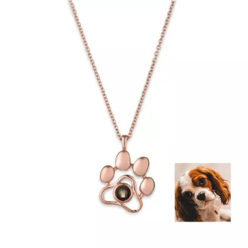 Cute Animal Dog Paw Personalized Custom Projection Necklace