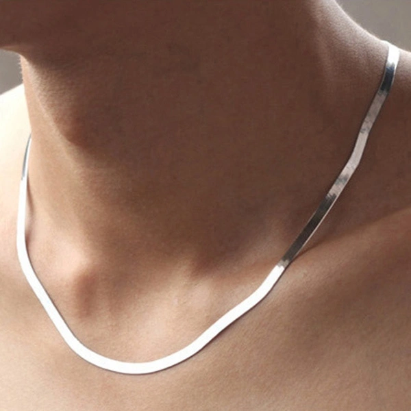 Silver Snake Chain Sexy Women Men Chain Necklace Choker Necklace Accessories Jewelry (Color: Silver)