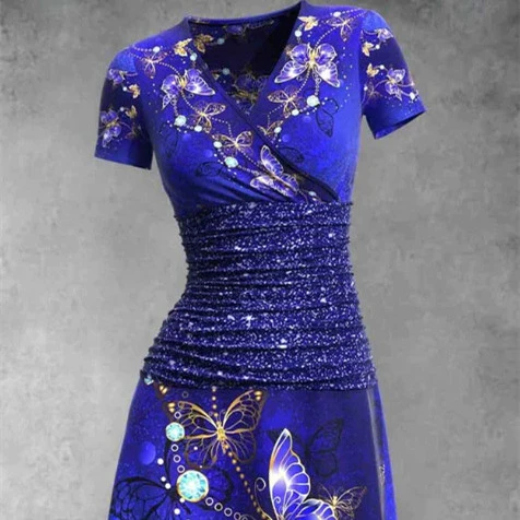 Long Positioning Printing Digital Knitted Skinny Long Thin Waist Dress