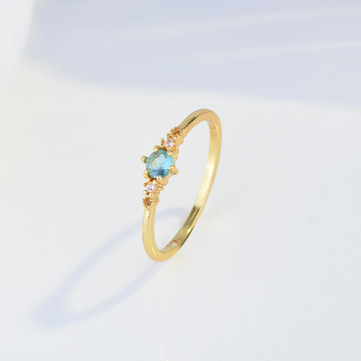 Women's 18k Platinum Plated Imitation Aquamarine Ring