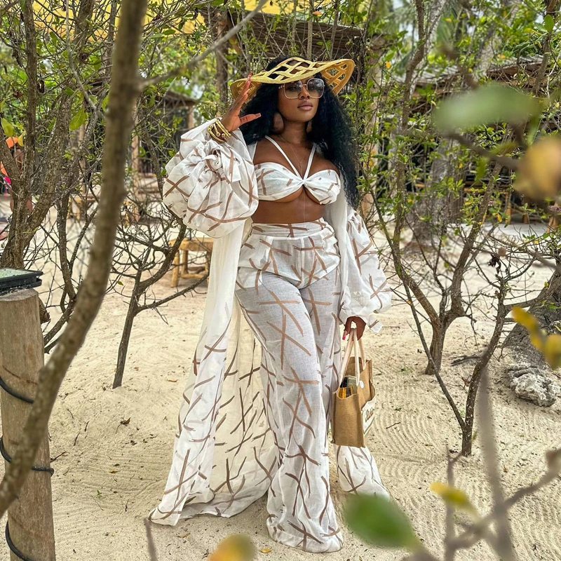 European And American Sexy Beach Style Ladies Three-piece Set
