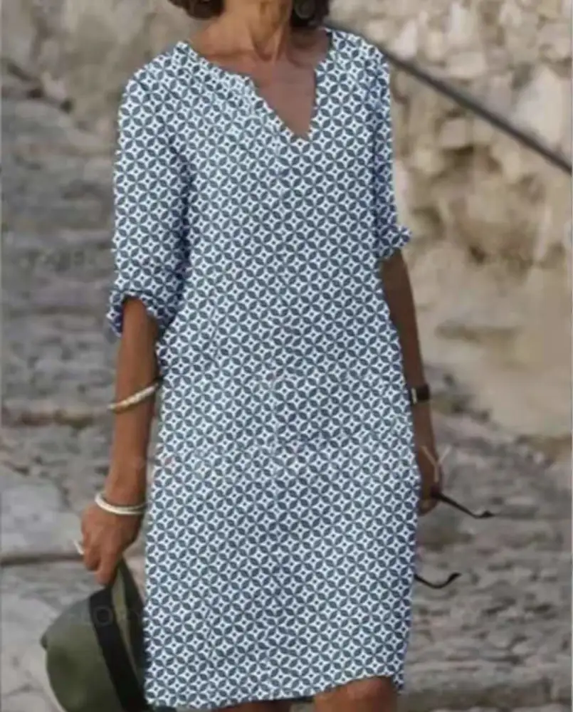 Women's Digital Floral Print Mid-length Sleeves Dress