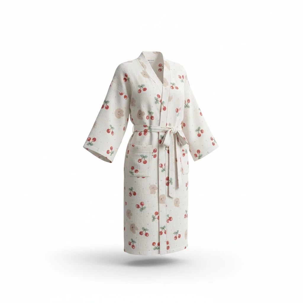Women's Cherry Bear Long Bathrobe