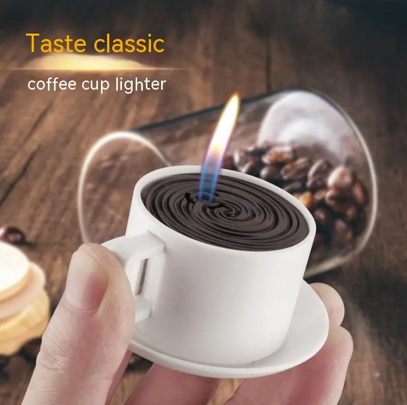 Exotic Mini Coffee Cup Inflatable Flame Lighter Smoking Set