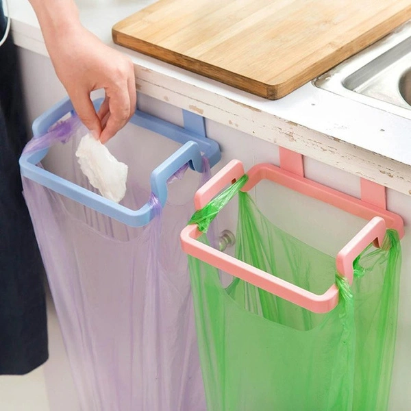 Trash Rack Storage Garbage Bag Holder Cupboard Door Back Kitchen Garbage Rubbish Bag Cabinet Hanging Trash Rack Kitchen Orgnizer