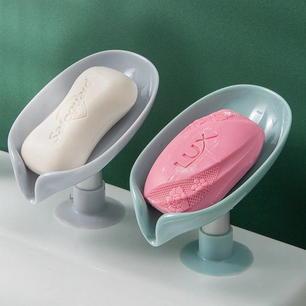 1Pcs Pack Leaf Shaped Soap Holder Shower Soap Shelf Bath Soap Box Vertical Suction Cup Laundry Soap Dish Storage Tray Bathroom Supplies