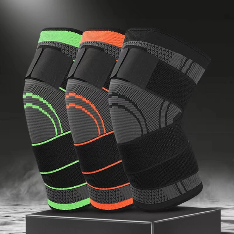 1 PC Sports Knee Pads Professional Silicone Anti-collision Spring Support Basketball Knee Pads Mountaineering Running Fitness Outdoor Protective Equipment