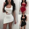 Women Sexy Sleeveless Slip Crop Tops Tight Irregular Mini Dress Nightclub Dress