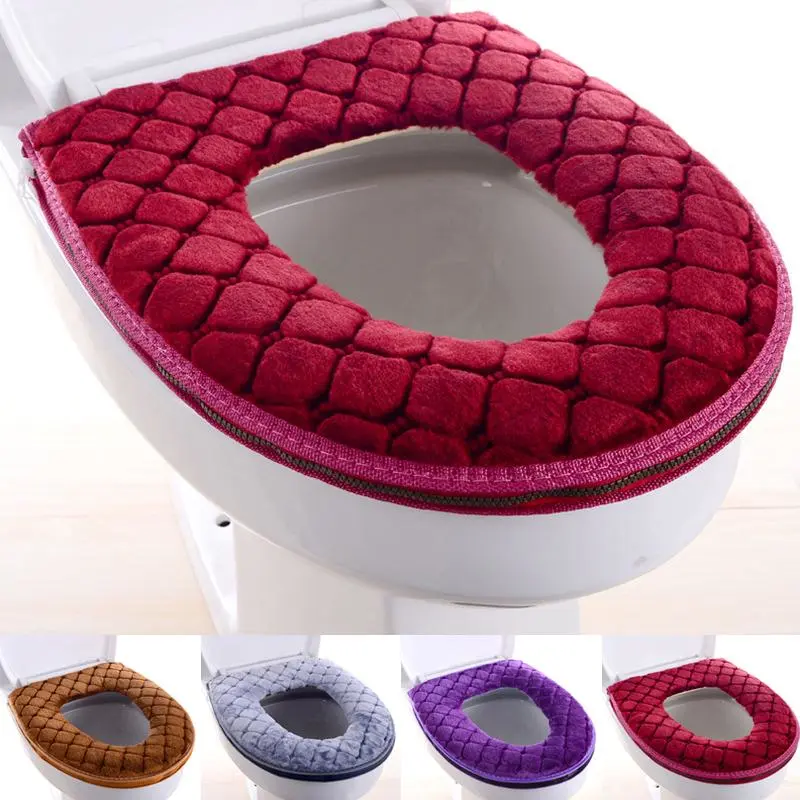 4 Colors Comfortable Plush Bathroom Accessories Toilet Seat Mat Cover Pad Cushion Home Decor