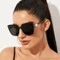 Cat Eye Sunglasses Woman Vintage Black Mirror Sun Glasses for Fashion Big Frame Cool Female Oculos