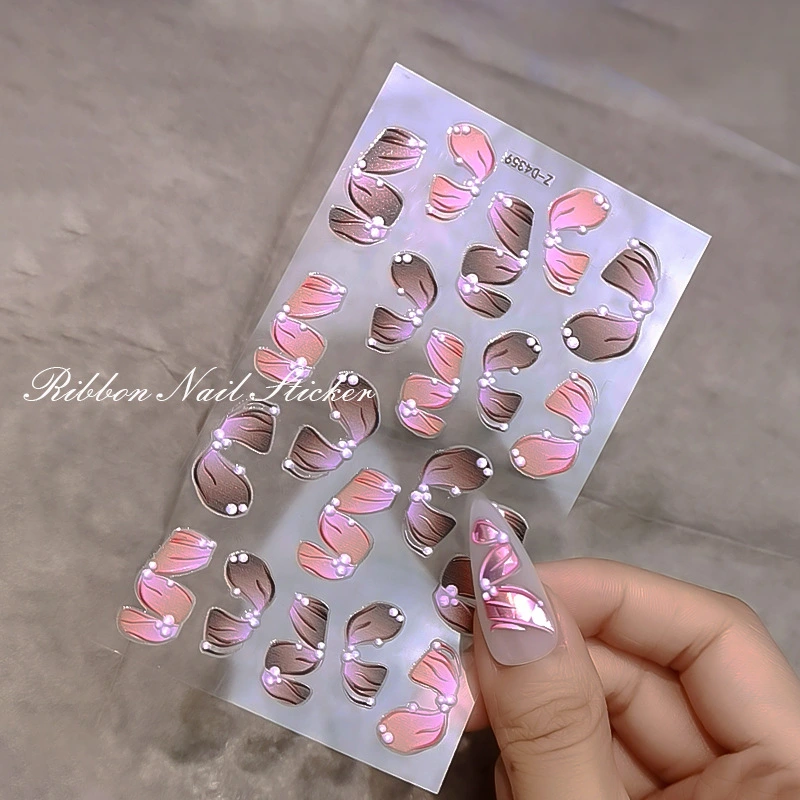 5D Sticker Decal Wedding Nail Art Designs Embossed Nail Sticker 5D Embossed Three-dimensional Ribbon Nail Sticker