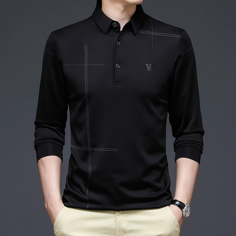Autumn New Long-sleeved Polo Shirt Men's Business Gentleman Casual Polo Collar Long-sleeved T-shirt Men's Clothing