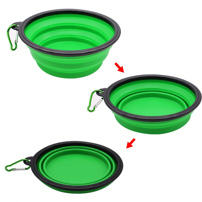 Dog Collapsible Bowl Folding Silicone Pet Travel Bowls Food Water Feeding BPA Free Foldable Cup Dish With Carabiner