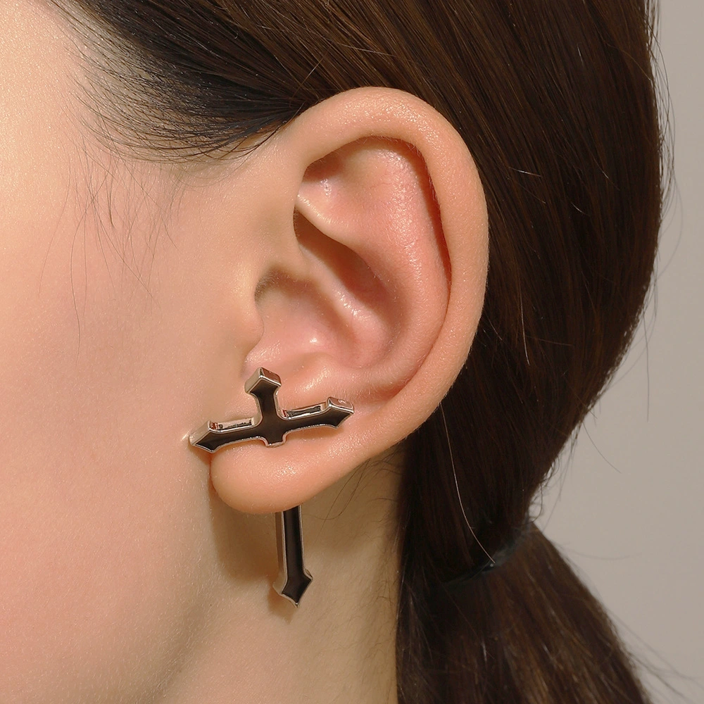 Gothic Dark Cross Puncture Earnails