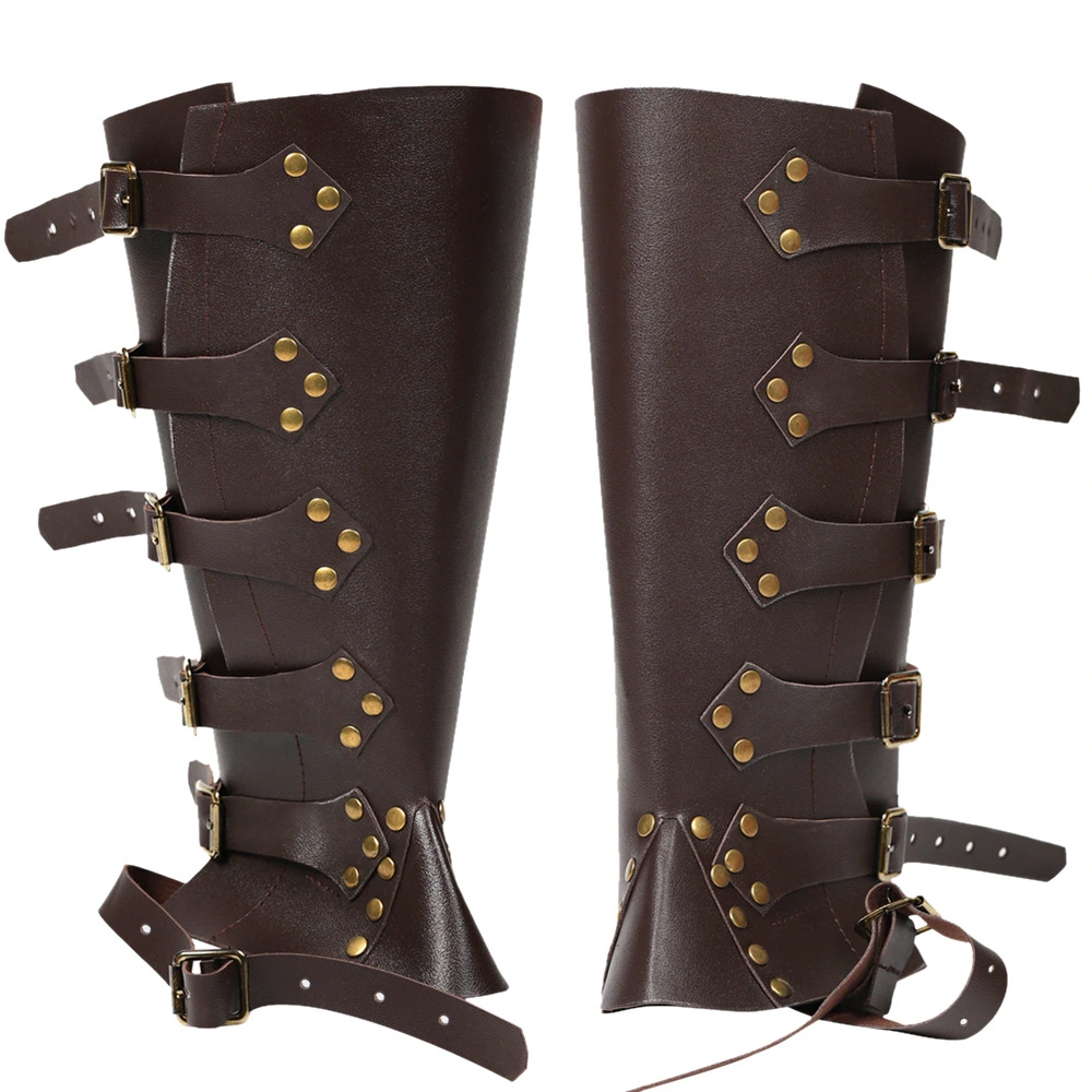 Medieval Renaissance Knight PU Leather Punk Leggings Boots Shoe Cover