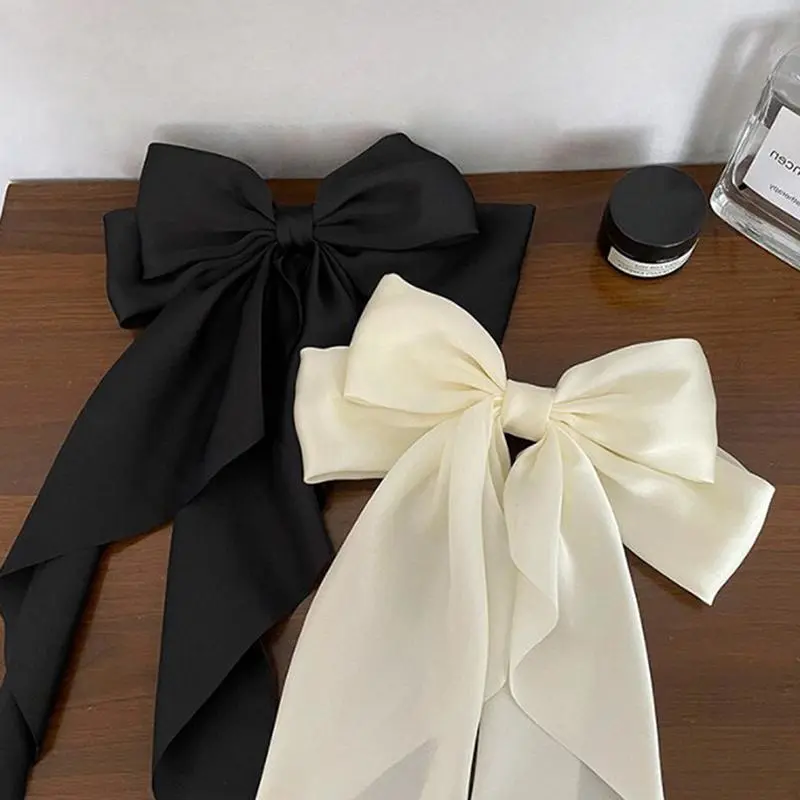 Bow Ribbon Hairpin Headwear Simple Elegant Satin Spring Clip Fixed Hair Clip Ret