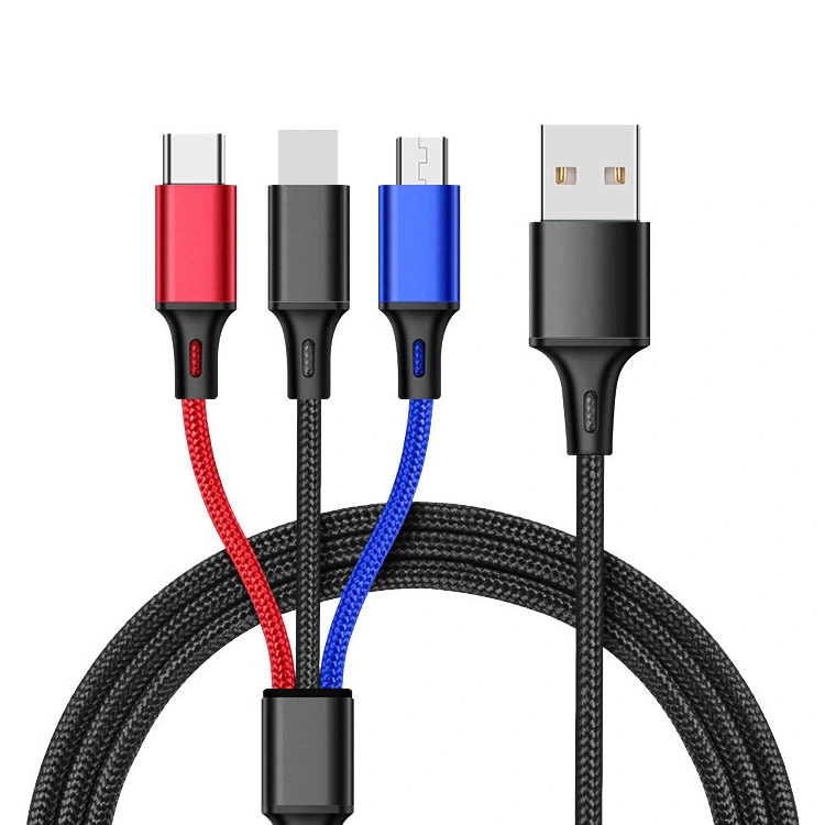 3 In 1 Micro USB Type C Fast Charger Cable Multi Usb Port Multiple Usb Charging Cord Usbc Mobile Phone Wire For iPhone 11 12 Xiaomi Samsung S10