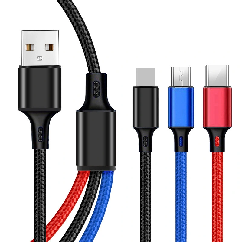 3 In 1 Micro USB Type C Fast Charger Cable Multi Usb Port Multiple Usb Charging Cord Usbc Mobile Phone Wire For iPhone 11 12 Xiaomi Samsung S10
