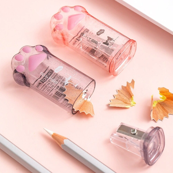 Cute Creative Pencil Sharpener Cat Claw Pencil Sharpener Student Stationery Pink Kids School Desk Pencil Sharpener