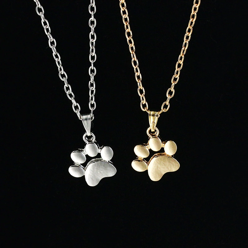 2023 Pet Jewelry Necklace Silver Dog, cat Paw Necklace, Pet Memorial Gold Paw Print necklace