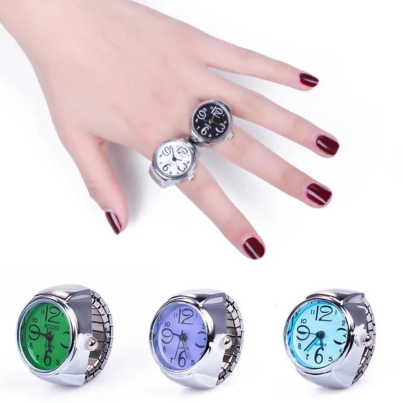 Creative Ring Watch Unisex Lady Girl Steel Round Elastic Quartz Finger Ring Watch