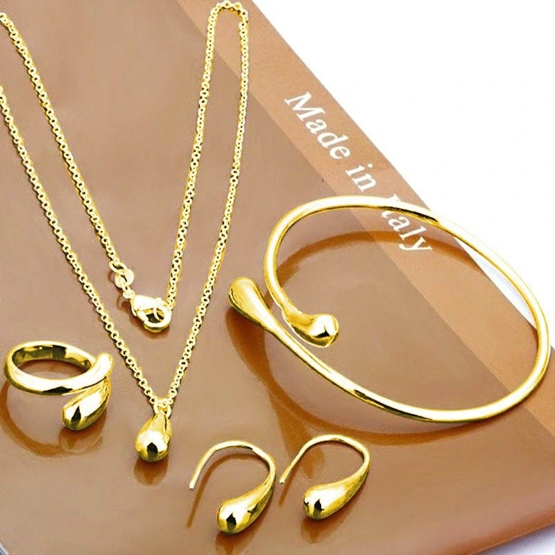 Eardrop Water Drop Big Hand Chain Bracelet Necklace Ring Hook Oval Earings Set