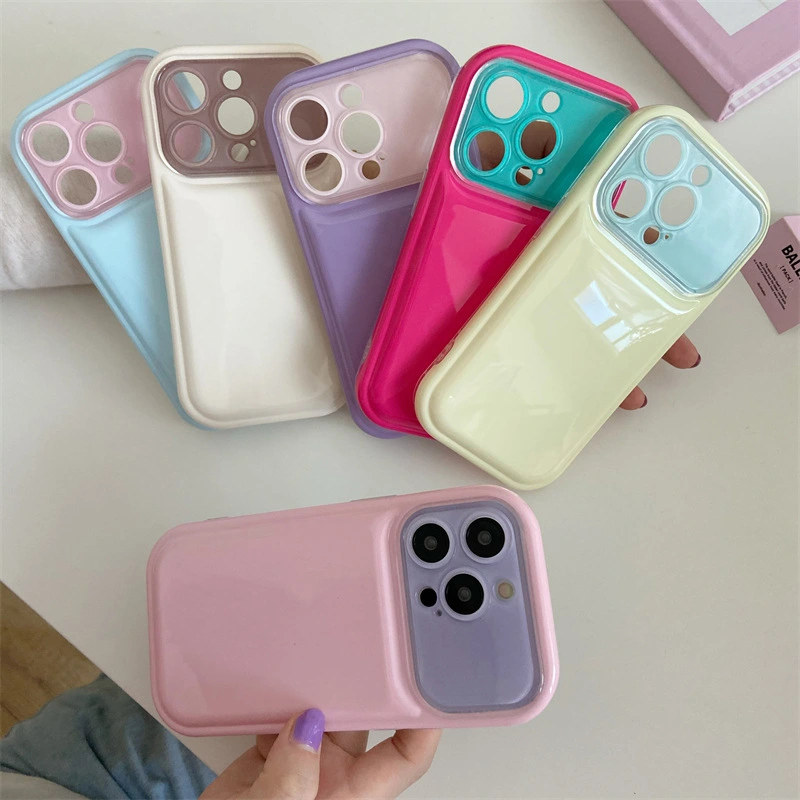 Ins Simple Contrast Color Large Window Phone Case