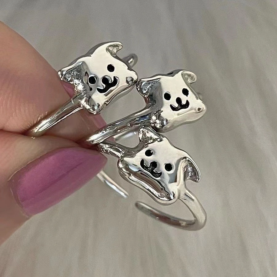 Fashion Jewelry Simple Puppy Open Ring Female Cute Special-interest Design