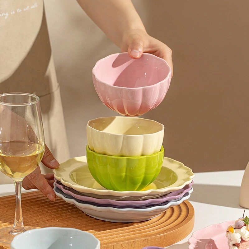 Colorful Blush Gradient Dopa Ceramic Bowl Plate Tableware Household