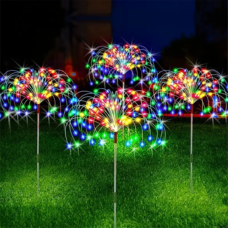 1 Pack Solar Firework Light Outdoor, IP65 Waterproof Solar Garden Flower Lights With 8 Lighting Modes, Decorative Fairy Lights With Stake For Yard Patio Garden Pathway Courtyard Villa Outdoor Lighting Decoration