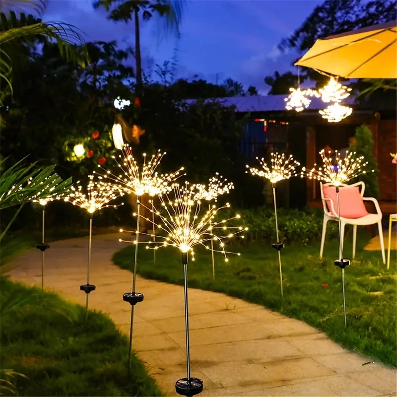 1 Pack Solar Firework Light Outdoor, IP65 Waterproof Solar Garden Flower Lights With 8 Lighting Modes, Decorative Fairy Lights With Stake For Yard Patio Garden Pathway Courtyard Villa Outdoor Lighting Decoration