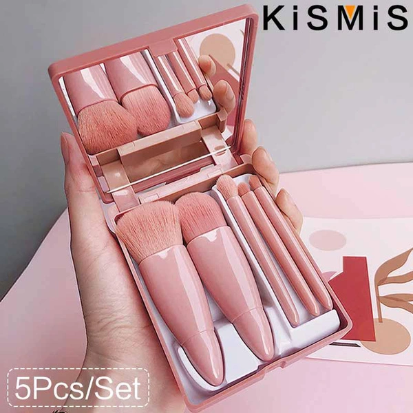 KISMIS 5Pcs/Set Professional Portable Mini Makeup Brush Set Soft Fur Beauty Eye Shadow Foundation Blush Cosmetic Brushes Outdoor Travel Kit 1Set or 2Sets Optional