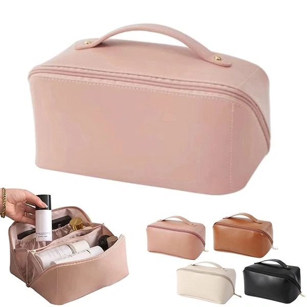 Large Capacity Makeup Bag Leather Cosmetic Bag Women Multifunction Toiletries Organizer Portable Travel Waterproof Storage Case