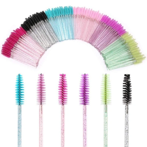 50Pcs Disposable Crystal Eyelash Brush Eyelashes Extension Tools Eyebrow Brush Eye Lash Cosmetic Brushes Makeup Tools