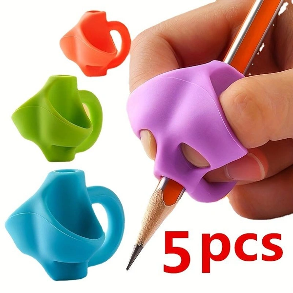 Student Grip Pen Corrector Set Kindergarten Elementary School Students Writing Corrector Soft Rubber Writing Posture Grip Pen Kids Handwriting Aid Correction Tool