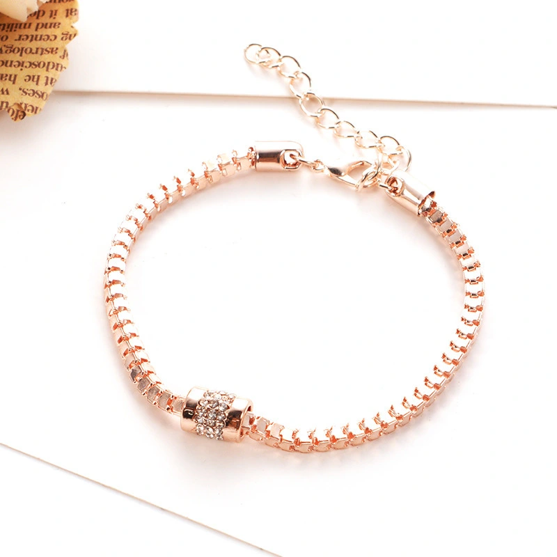 New Wave Women Rose Gold Plated Rhinestones Snake Chain Charm Bracelets Fashion Jewelry