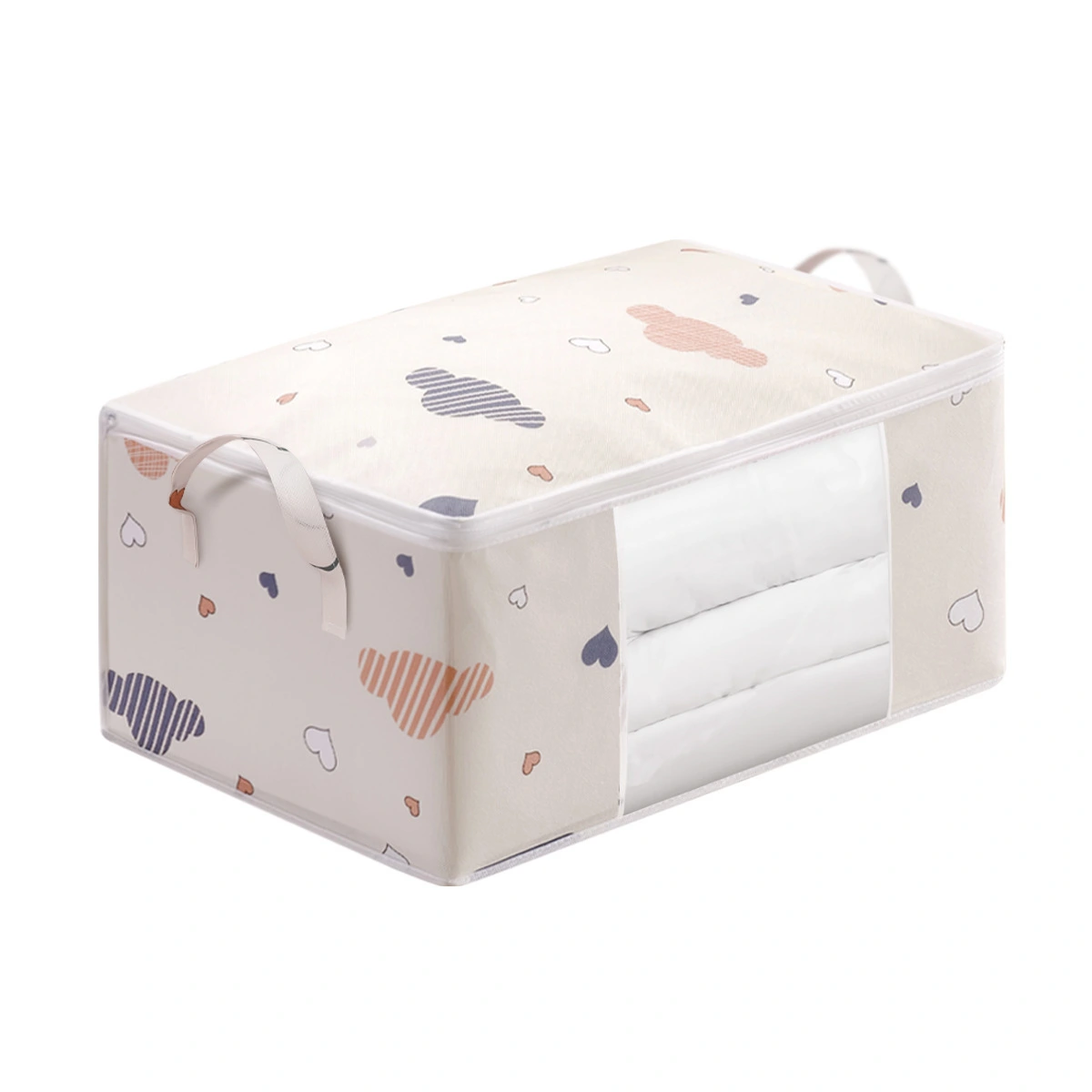 Large Capacity Clothes Storage Bag Organizer With Reinforced Handle, Suitable For Blankets, Bedding, Foldable With Sturdy Zipper, Clear Window