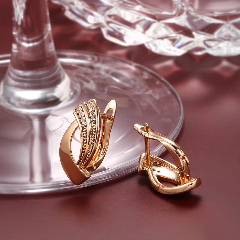 Rose Gold Zircon Geometric Earrings