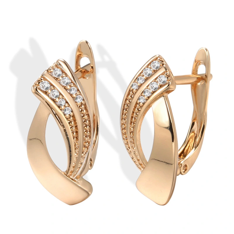 Rose Gold Zircon Geometric Earrings